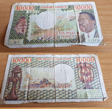 Gabon bank note Central African franc 10 000