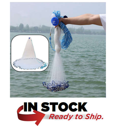 8ft Quick Throw Cast Net Monofilament Fishing Live Bait Net With Sinkers : Perfect Timing