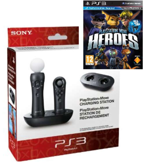 Official Sony Move Control Charge Station + Move Heroes Game - CoMbO dEaL !