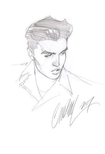 2007 Elvis Presley Original sketch by J SCOTT CAMPBELL one of a kind