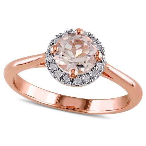 Gorgeous Diamond and Morganite Rose Sterling Siliver