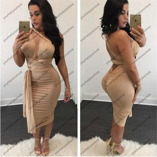 Sexy versatile Beige Bodycon dresss