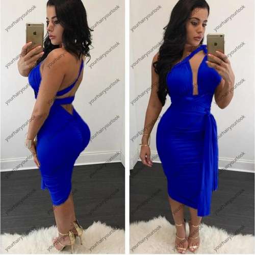 Sexy Ladies versatile Blue Bodycon dresss