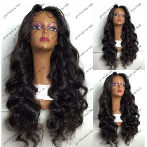 Custom made Peruvian Full lace wig 18inch long virgin hair 130% Density