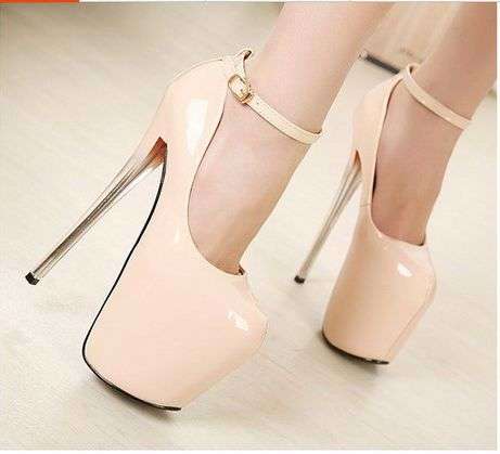 Hot! sexy nude color Round buckle platform heel only Size 4 Available