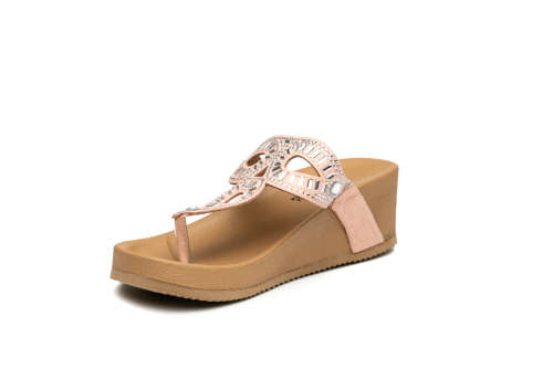 June Ladies Wedge Heel Sandals with Embellished Straps