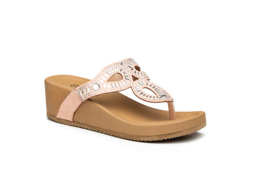 June Ladies Wedge Heel Sandals with Embellished Straps