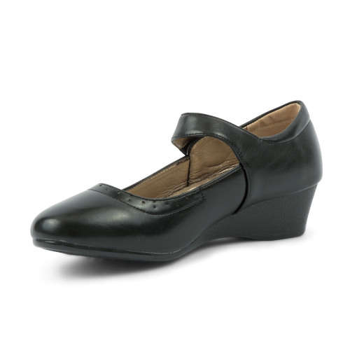 TTP Classic Ladies Wedge Heel Courts with Loop and Hook Strap