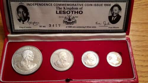 !!!  1966 LESOTHO Independence Coinage issue - SILVER PROOF COIN SET - !!!!
