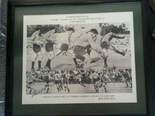 Rugby currybeker 1969- frik Du Preez getekende portret