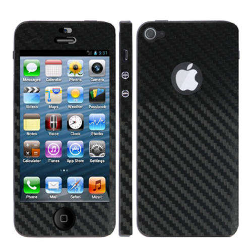 Iphone 5 Carbon Fiber  Protective Skin Black ( Front, Back & Sides)