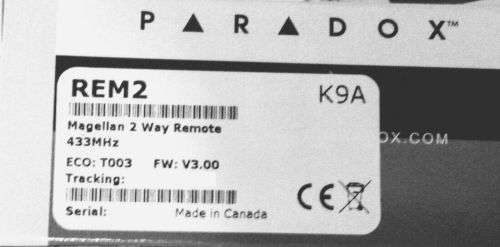 PARADOX REM2 433MHz TWO WAY 5 BUTTON REMOTE CONTROL WITH BACKLIT BUTTONS