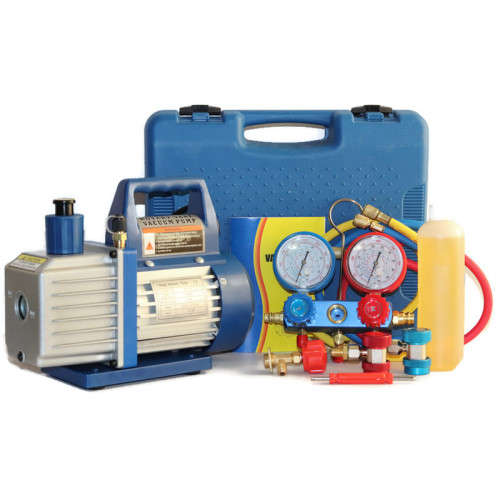 VP160 Vacuum Pump 7CFM High Quality CNC Machined Air Conditioning Manifold Gauge Set