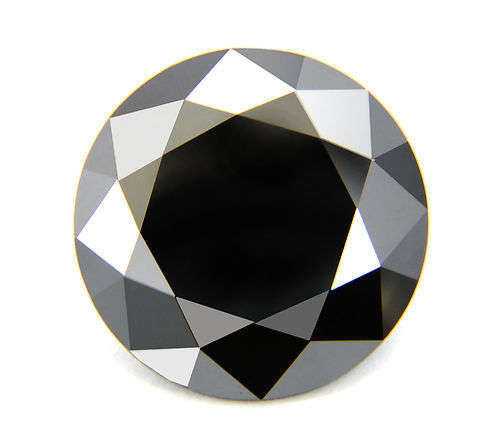 ROUND BRILLIANT CUT 9,24K Natural EARTHMINED Black Diamond with C.O.A