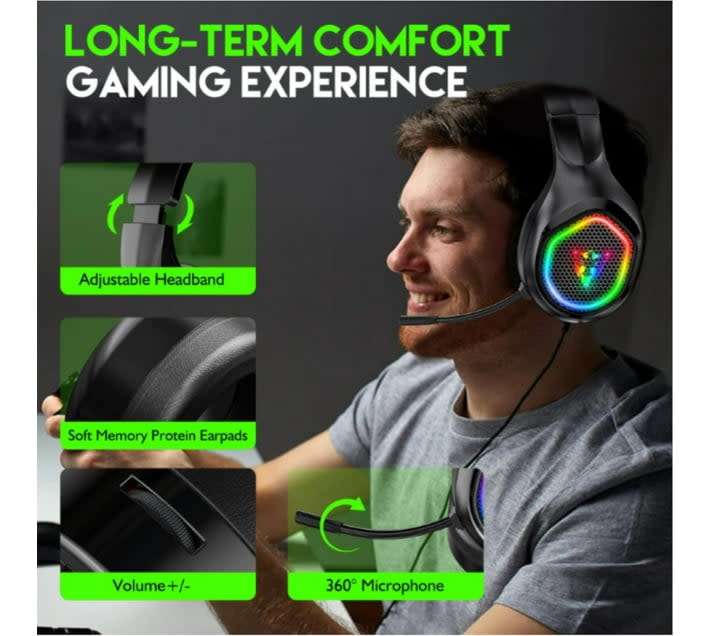 RGB Backlight Gaming Headset with noise cancelling mic