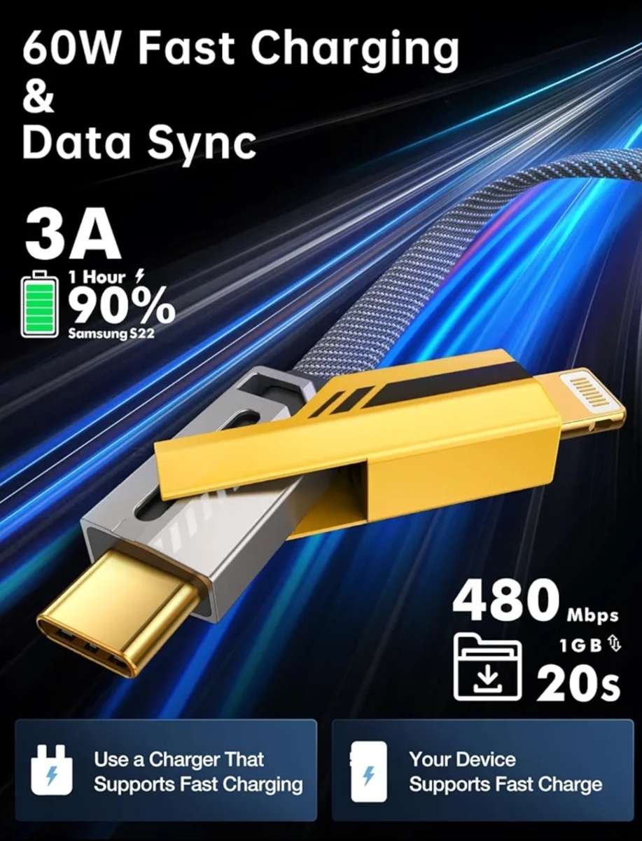 Fantastic Quality Steel 4-in-1 Charging Cable