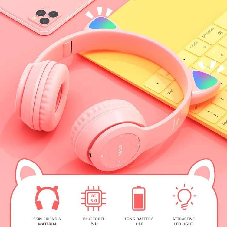 RGB Cat Ear Bluetooth Headset with Micro SD Card Slot