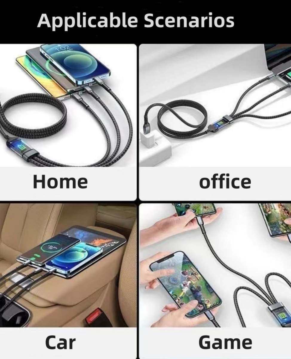 Transparent Luminous Braided Super Fast 3 In 1 6A Cable-1.2M