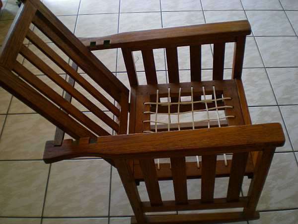 Rare  Rocking Morris chair with  riempies. Burmese teak