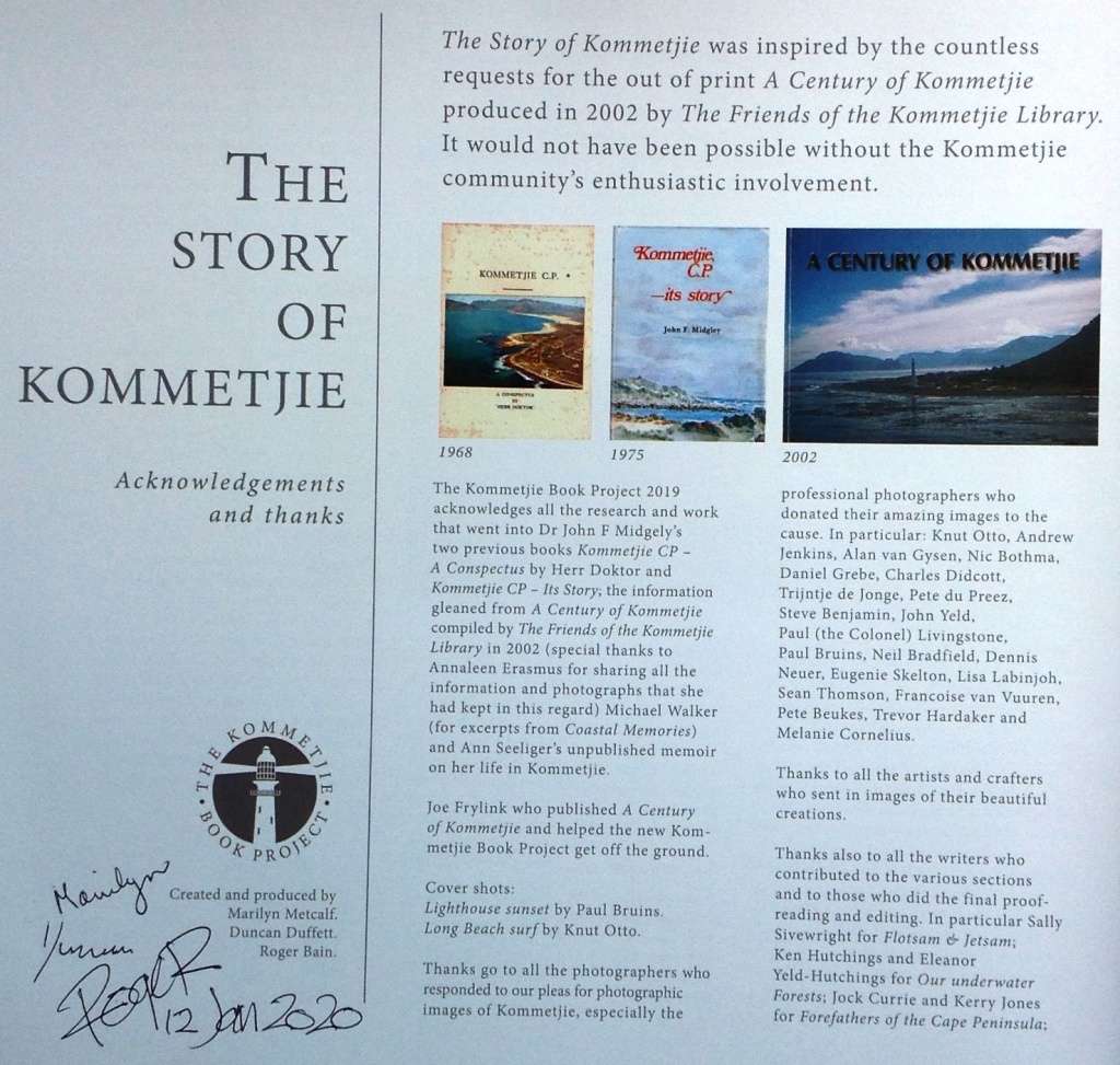 The Story of Kommetjie-A Coastal Village-Hardcover-M Metcalf, D Duffett, R Bain-signed by Authors