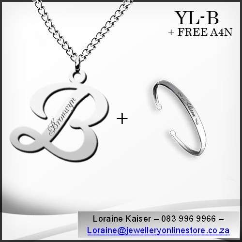 Personalized initial necklace set and bangle 100% stainless steel
