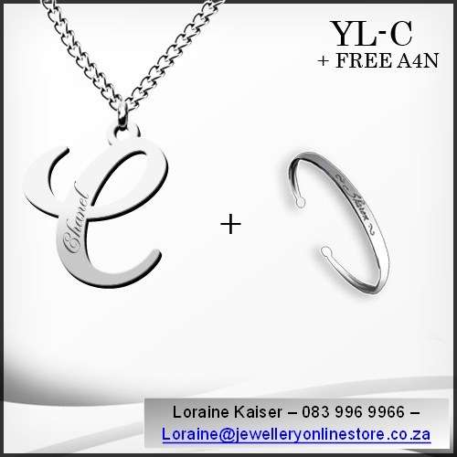 Personalized initial necklace set and bangle 100% stainless steel