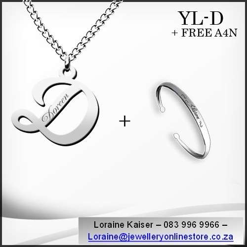 Personalized initial necklace set and bangle 100% stainless steel