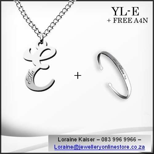 Personalized initial necklace set and bangle 100% stainless steel