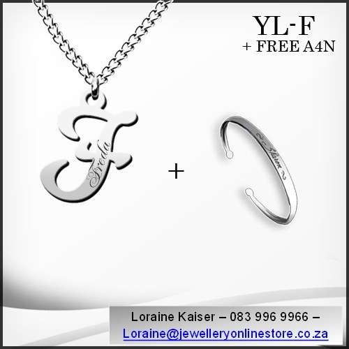 Personalized initial necklace set and bangle 100% stainless steel