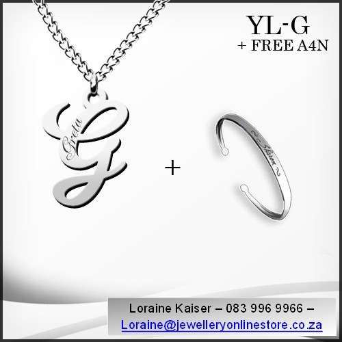Personalized initial necklace set and bangle 100% stainless steel