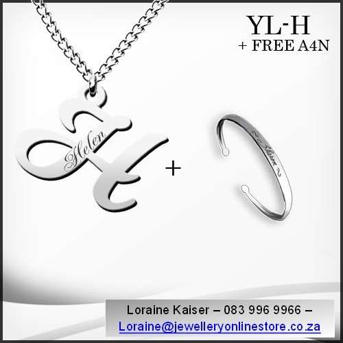 Personalized initial necklace set and bangle 100% stainless steel