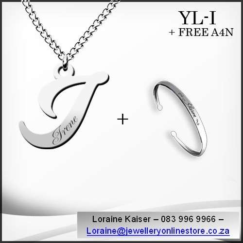 Personalized initial necklace set and bangle 100% stainless steel