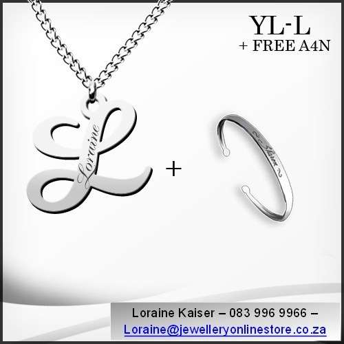 Personalized initial necklace set and bangle 100% stainless steel