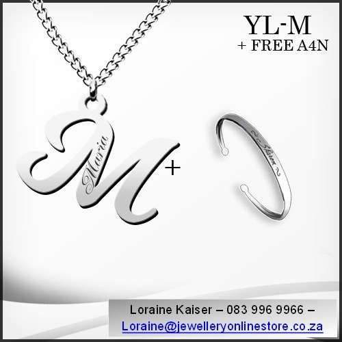 Personalized initial necklace set and bangle 100% stainless steel