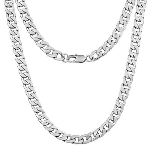 Solid Bulky Stainless Steel Cuban Men Necklace and Bracelet Set