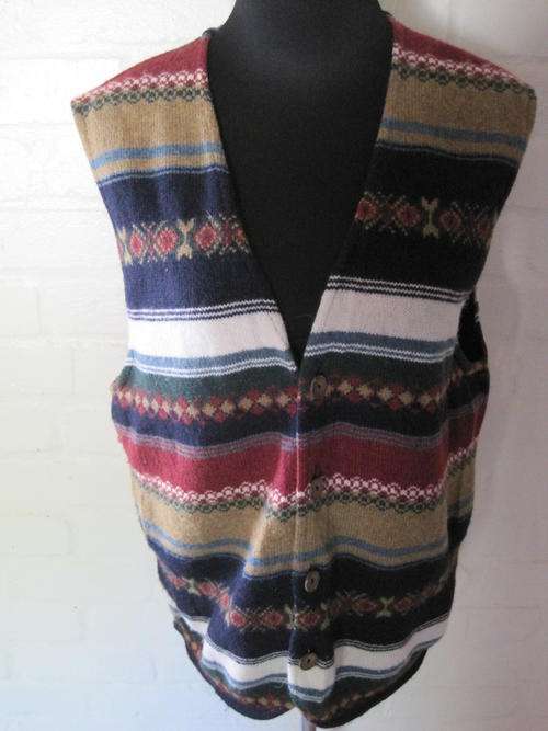 Vintage aztec knit wollen waistcoat sleeveless jersey