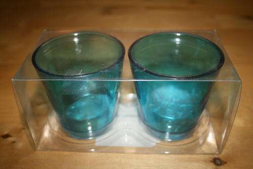 2 x Summer Brights Glass Votive Candles - Blue