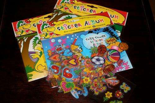 Toby Tower Sticker Books x 3 + 10 sheets of glitter stickers