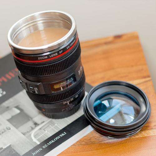 Camera Lens-shaped Coffee Mug with Lid