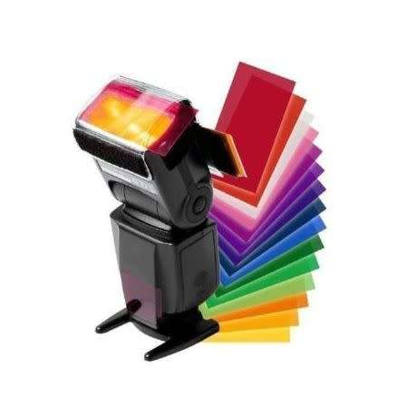 12 Color Fliter Flash Speedlite Sheets with Hook & Loop Holder