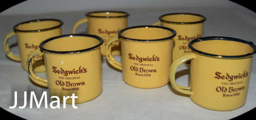 Small enamel sedgwick old brown sherry cup  X 6