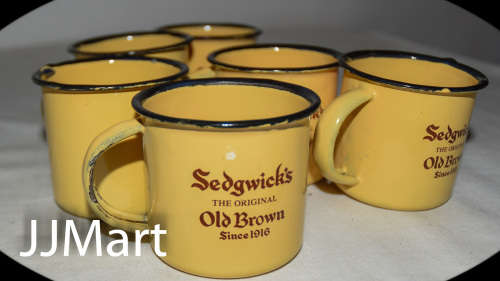 Small enamel sedgwick old brown sherry cup  X 6