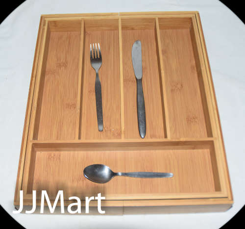 Bamboo Expandable Wooden Cutlery Tray Holder Tidy Retractable Drawer Organizer Kitchen Storage