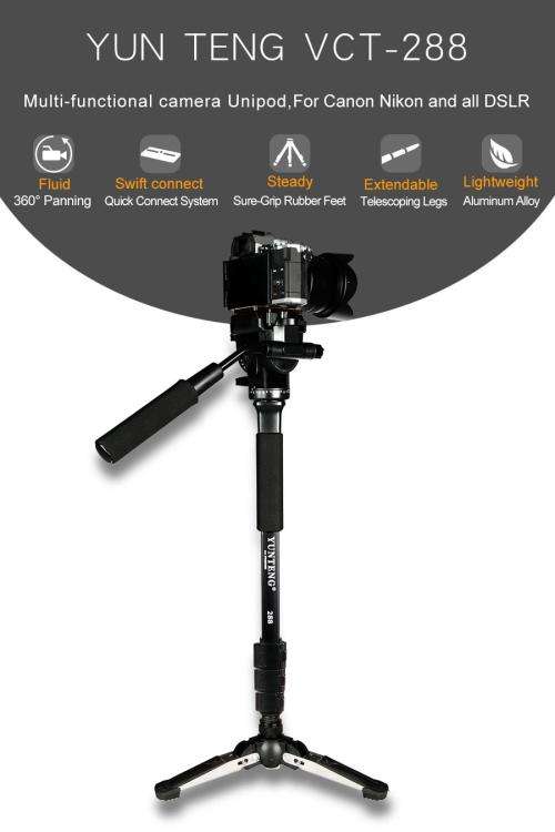 Yunteng VCT-288 Camera Monopod + Fluid Pan Head + Unipod Holder For Canon Nikon and all DSLR
