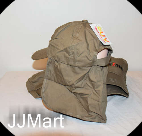 4 x Army Brown Caps with neck protector