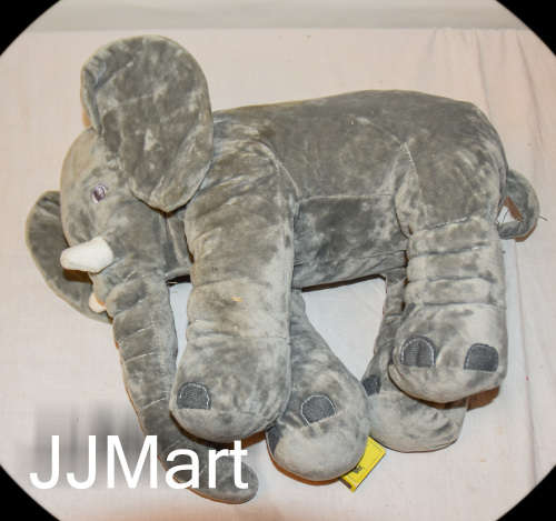 Plush Elephant Pillow - Grey
