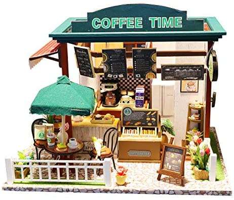 DIY Miniature Model Kit with LED Lights Coffee Time Cottage (Coffee Shop)