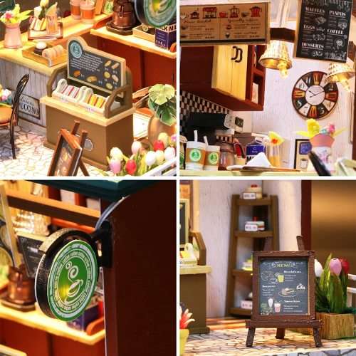 DIY Miniature Model Kit with LED Lights Coffee Time Cottage (Coffee Shop)