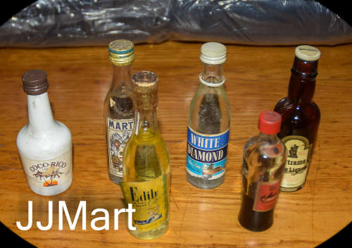 Vintage  Miniature Oil and Alcohol Bottles x 6 - Lot 2