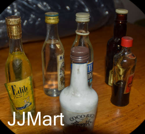 Vintage  Miniature Oil and Alcohol Bottles x 6 - Lot 2